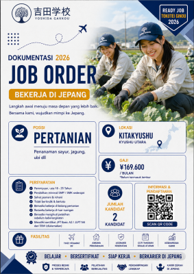 JOB ORDER PERTANIAN SAYUR KYUSHU UTARA TSK ONE GLORY 30.7.2026